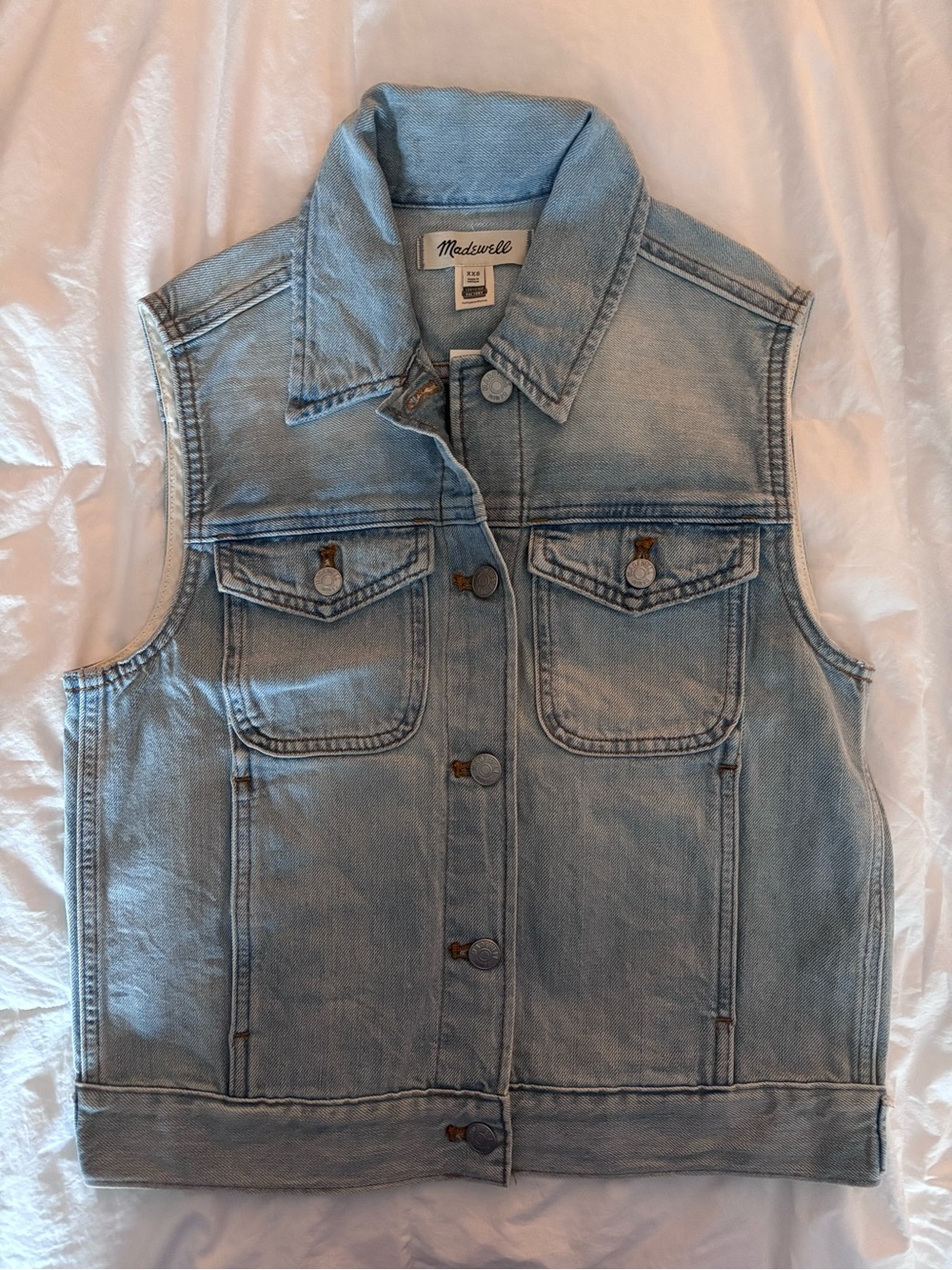 NWT: Madewell Light Blue Denim Sleeveless Vest in Fitzgerald Wash XXS - XS